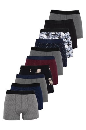 Erkek 10'lu Likralı Pamuklu Esnek Kumaş Premium Seri Boxer