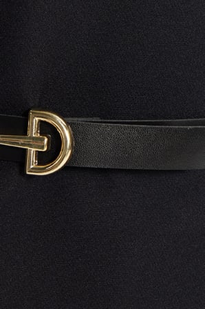 Kadın Slim Fit Dar Kesim Kol Detaylı İnce Kemerli Fermuarlı Siyah Bluz