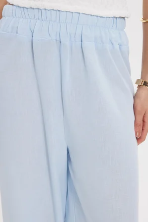 Kadın Relax Fit Rahat Kesim Beli Lastikli Mavi Pantolon