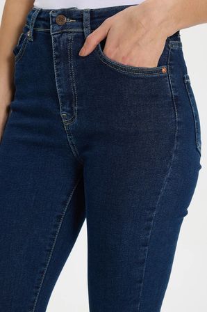 Kadın Regular Fit Klasik Kesim Pamuklu Likralı İspanyol Paça Lacivert Jean Kot Pantolon