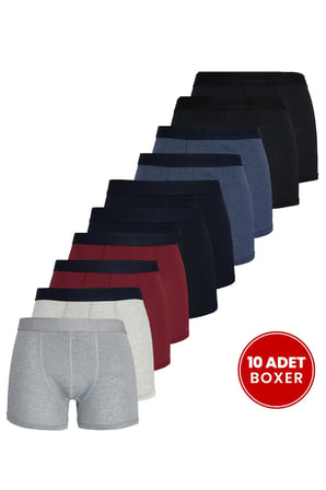 Erkek 10'lu Likralı Pamuklu Esnek Kumaş Premium Seri Boxer