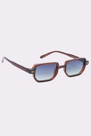 Unisex Geometrik Çerçeve Kahverengi Çerçeve Uv 400 Korumalı Güneş Gözlüğü