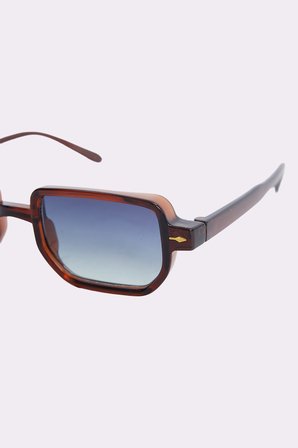 Unisex Geometrik Çerçeve Kahverengi Çerçeve Uv 400 Korumalı Güneş Gözlüğü