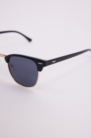 Unisex Siyah Oval Çerçeveli Gold Detaylı Uv 400 Korumalı  Güneş Gözlüğü