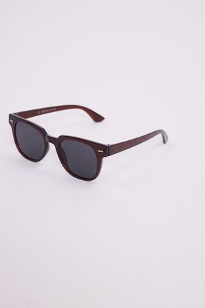 Unisex Oval Kahverengi Çerçeve Uv 400 Korumalı Siyah Cam Güneş Gözlüğü