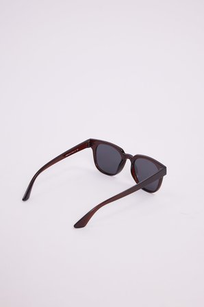 Unisex Oval Kahverengi Çerçeve Uv 400 Korumalı Siyah Cam Güneş Gözlüğü