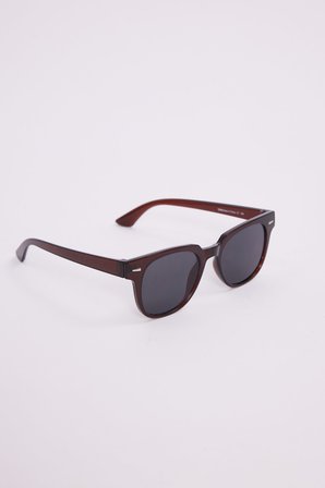 Unisex Oval Kahverengi Çerçeve Uv 400 Korumalı Siyah Cam Güneş Gözlüğü
