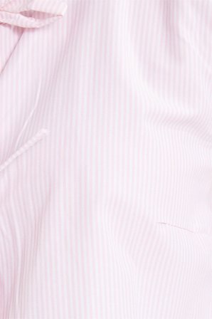Kadın Slim Fit Dar Kesim Önden Bağlamalı Pamuklu Çizgili Pembe Bluz