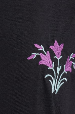 Kadın Standart Fit Normal Kesim Bisiklet Yaka Kısa Kollu Baskılı Siyah Pijama Takımı
