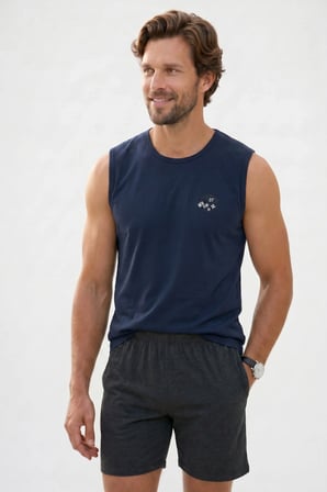Erkek Standart Fit Normal Kesim Kısa Kollu Pamuklu Baskılı Lacivert Siyah Pijama Takımı