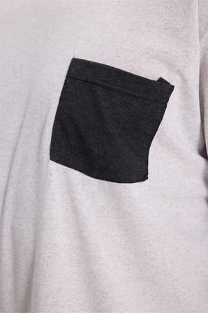 Erkek Standart Fit Rahat Kesim Uzun Kollu Pamuklu Gri Siyah Pijama Takımı