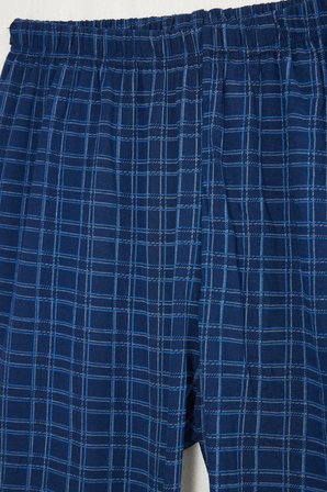 Erkek Standart Fit Normal Kesim Pamuklu Bisiklet Yaka Kısa Kollu Lastikli Lacivert Pijama Takımı