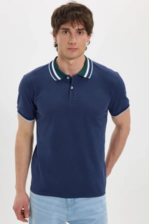Erkek 3'lü Paket Kahverengi-Lacivert-Beyaz Slim Fit Dar Kesim %100 Pamuk Düz Pike Polo Yaka Tişört