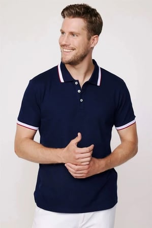 Erkek 3'lü Paket Lacivert-Turkuaz-Yeşil-Slim Fit Dar Kesim Pamuklu Düz Pike Polo Yaka Tişört