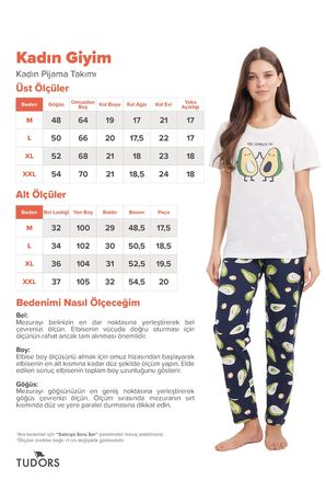 Kadın Regular Fit Klasik Kesim Pamuklu Bisiklet Yaka Kısa Kollu Baskılı Beyaz Pijama Takımı