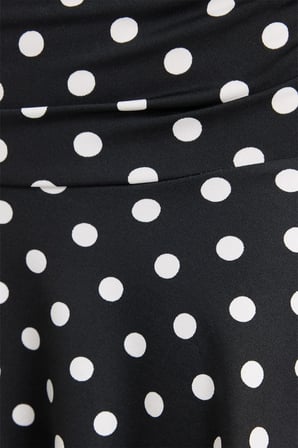 Kadın Slim Fit Dar Kesim Korse Detaylı Puantiyeli Likralı Dantelli Siyah Kısa Mini Etek