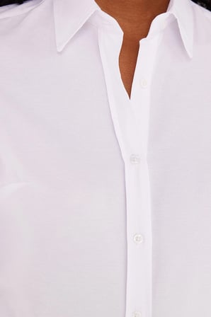 Kadın 2'li Paket Beyaz Slim Fit Dar Kesim Uzun Kollu Pamuklu Vücuda Oturan Dokulu Basic Gömlek