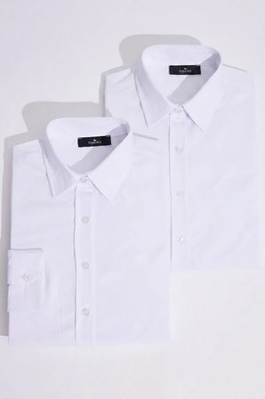 Kadın 2'li Paket Beyaz Slim Fit Dar Kesim Uzun Kollu Pamuklu Vücuda Oturan Dokulu Basic Gömlek