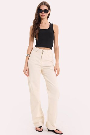 Kadın Slim Fit Dar Kesim Kalın Askılı Kare Yaka Siyah Atlet Bluz