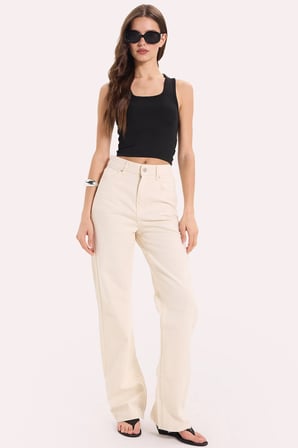 Kadın Slim Fit Dar Kesim Kalın Askılı Kare Yaka Siyah Atlet Bluz