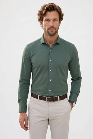 Erkek Regular Fit Klasik Kesim Pamuklu Kolay Ütü Armürlü Mint Gömlek