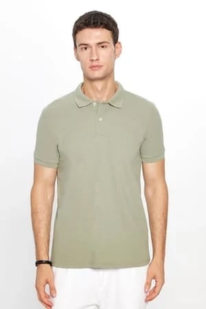 Erkek 5'li Paket Siyah-Yeşil-Kahverengi-Mavi-Vizon Slim Fit Dar Kesim Pamuklu Düz Pike Polo Yaka Tişört