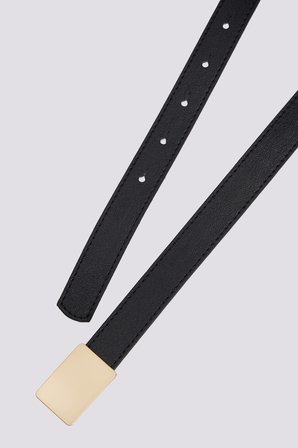 Kadın Minimalist Gold Tokalı 110 cm Standart Siyah Kemer