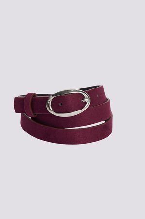Kadın Oval Tokalı 110 cm Standart Bordo Kemer