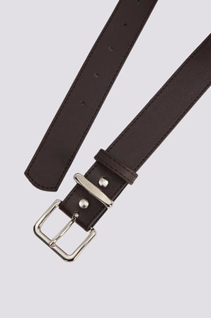 Kadın 110cm Gümüş Tokalı Kahverengi Kadın Kemer 
