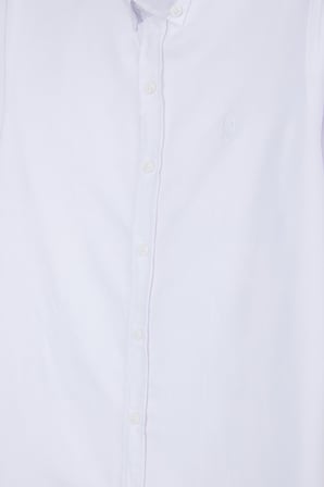 Regular Fit Rahat Kesim Oxford Doku Uzun Kollu Düğmeli Yaka Pamuklu Beyaz Erkek Gömlek