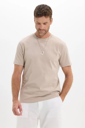 Unisex Regular Fit Rahat Kesim %100 Pamuk Bisiklet Yaka Gri Tişört