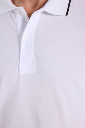 Erkek Regular Fit Rahat Kesim %100 Pamuk Düğmeli Beyaz Polo Yaka Sweatshirt