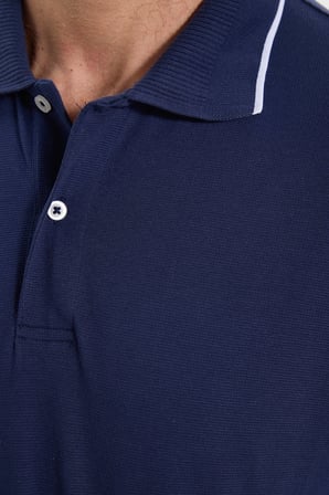 Erkek Regular Fit Rahat Kesim %100 Pamuk Düğmeli Lacivert Polo Yaka Sweatshirt