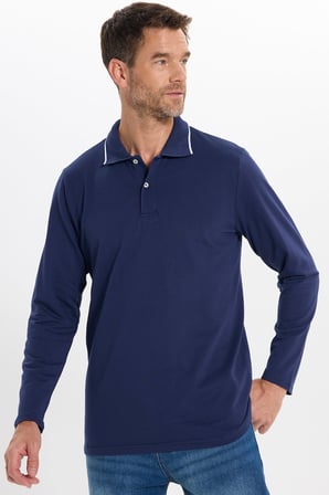 Erkek Regular Fit Rahat Kesim %100 Pamuk Düğmeli Lacivert Polo Yaka Sweatshirt