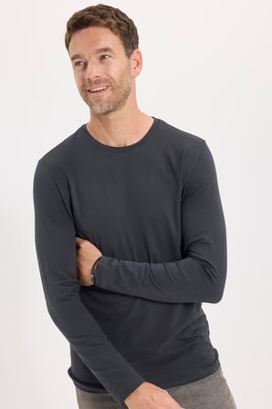 Erkek Slim Fit Dar Kesim Pamuklu Yumuşak Dokulu Bisiklet Yaka Likralı Gri Sweatshirt