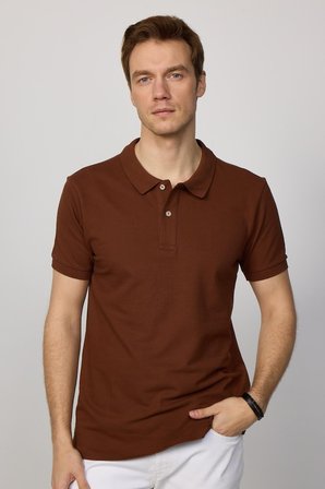 Erkek 5'li Paket Kahverengi-Haki-Krem-Lacivert-Bordo-Gri Slim Fit Dar Kesim Pamuklu Düz Pike Polo Yaka Tişört