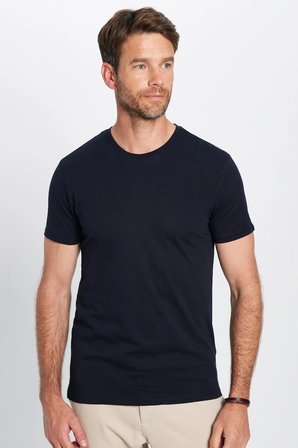 Unisex 5'li Paket Siyah-Gri-Lacivert-Beyaz-Yeşil Slim Fit Dar Kesim %100 Pamuk Bisiklet Yaka Tişört