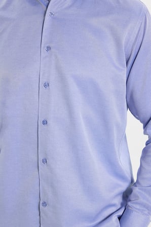 Erkek Regular Fit Rahat Kesim Uzun Kollu Pamuklu Kolay Ütülenebilir Armürlü Mavi Gömlek