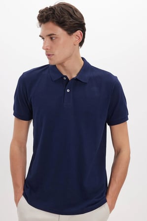 Erkek 5'li Paket Siyah-Lacivert-Kahve-Taş-Beyaz Slim Fit Dar Kesim Pamuklu Düz Pike Polo Yaka Tişört