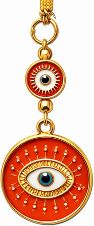 Turuncu Nazar Boncuklu Dikiz Aynası Süsü – Premium Gold Detaylı Araç İçi Nazarlık | Araba İç Dekoratif Aksesuar | Şans ve Koruma Temalı Hediyelik Oto Süsü