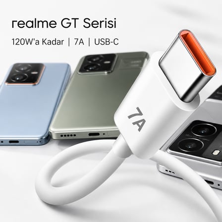 Bowie 120W 7A USB-C Hızlı Şarj Data Kablosu realme GT 7 GT 6 GT 5 Serisi