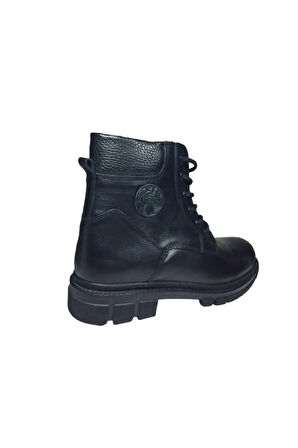 2007 OrtopedikAL HRL1234 Klt Siyah Erkek Bot % 100 Deri Bağcıklı + Fermuarlı