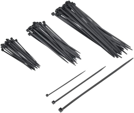 Plastik Kablo Bağı Cırt Kelepçe Set 100 mm - 150 mm - 250 mm X 2.5 mm Siyah (20 şer adet X 3) 60 Adet