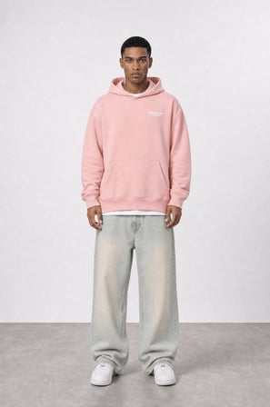 Erkek Absofuckinlutely Baskılı Oversize Hoodie Pembe