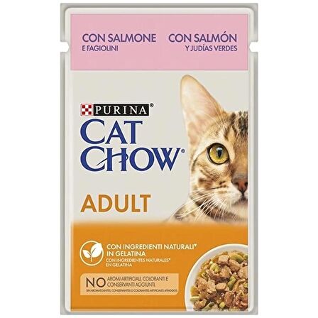 Purina catchow adult somon ve yeşil fasulyeli kedi ıslak maması 85gr 26 adet kedi yaş mama pouch