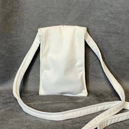 Uretti - Saime 7243 El Yapımı İşlemeli Baby Kumaş Telefon Çantası - Beyaz