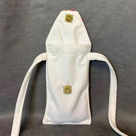 Uretti - Saime 7243 El Yapımı İşlemeli Baby Kumaş Telefon Çantası - Beyaz