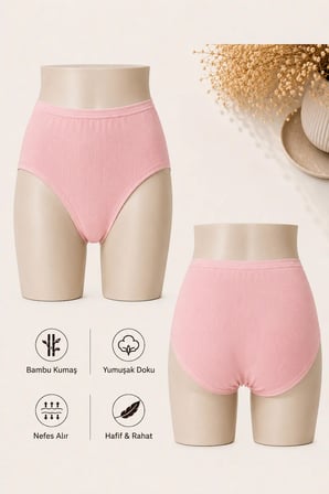 Kadın Bato Külot Fitilli Bambu Külot 2405 - Yüksek Bel Yumuşak ve Rahat İç Giyim - 3 ADET