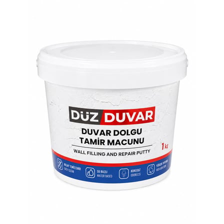 (4'LÜ) Duvar Tamir Seti Beyaz 1000 Gr Dolgu Tamir Macunu + 2 Adet Plastik Spatula + Kübik Zımpara