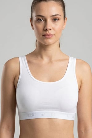 Kadın Geniş Askılı Pedli Pamuklu Toparlayıcı Büstiyer Crop Günlük